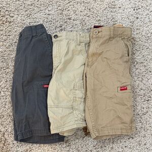 Boys Levi and wrangler Cargo Shorts Set in Black, Cream, and Tan